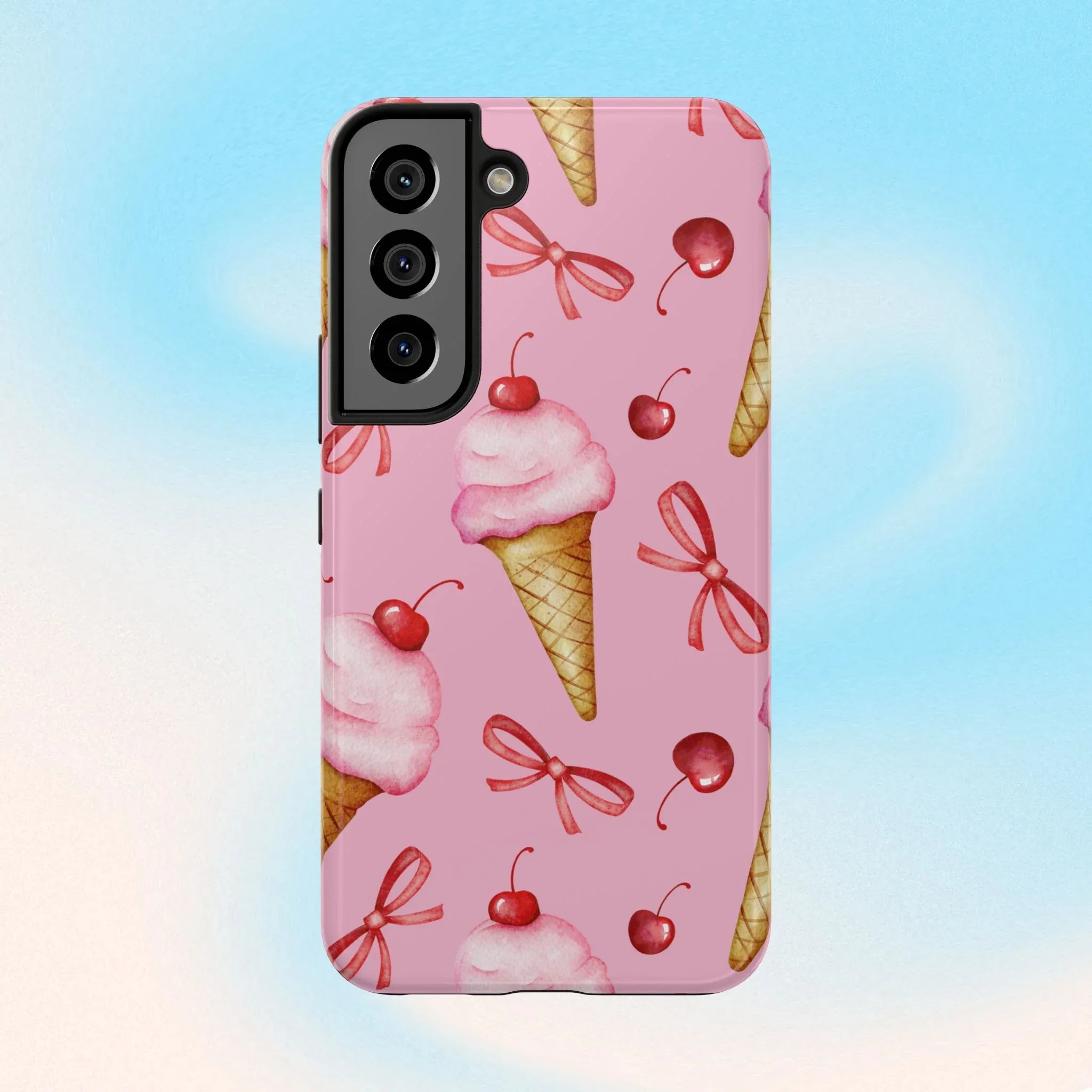 Cherry on Top Ice Cream Phone Case (Apple & Android) - Pink Sweetheart