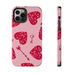 Sparkling Red Hearts Phone Case (Apple & Android) - Pink Sweetheart