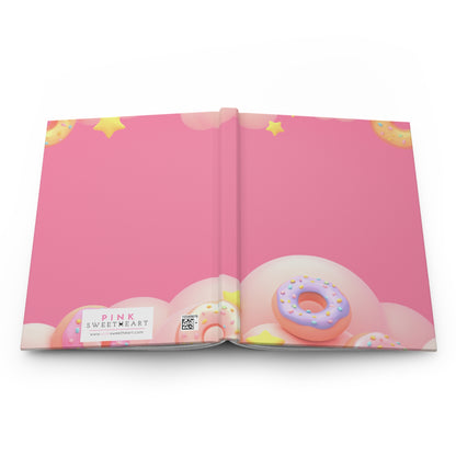 Cuaderno mate de tapa dura de Kawaii Donut Clouds 
