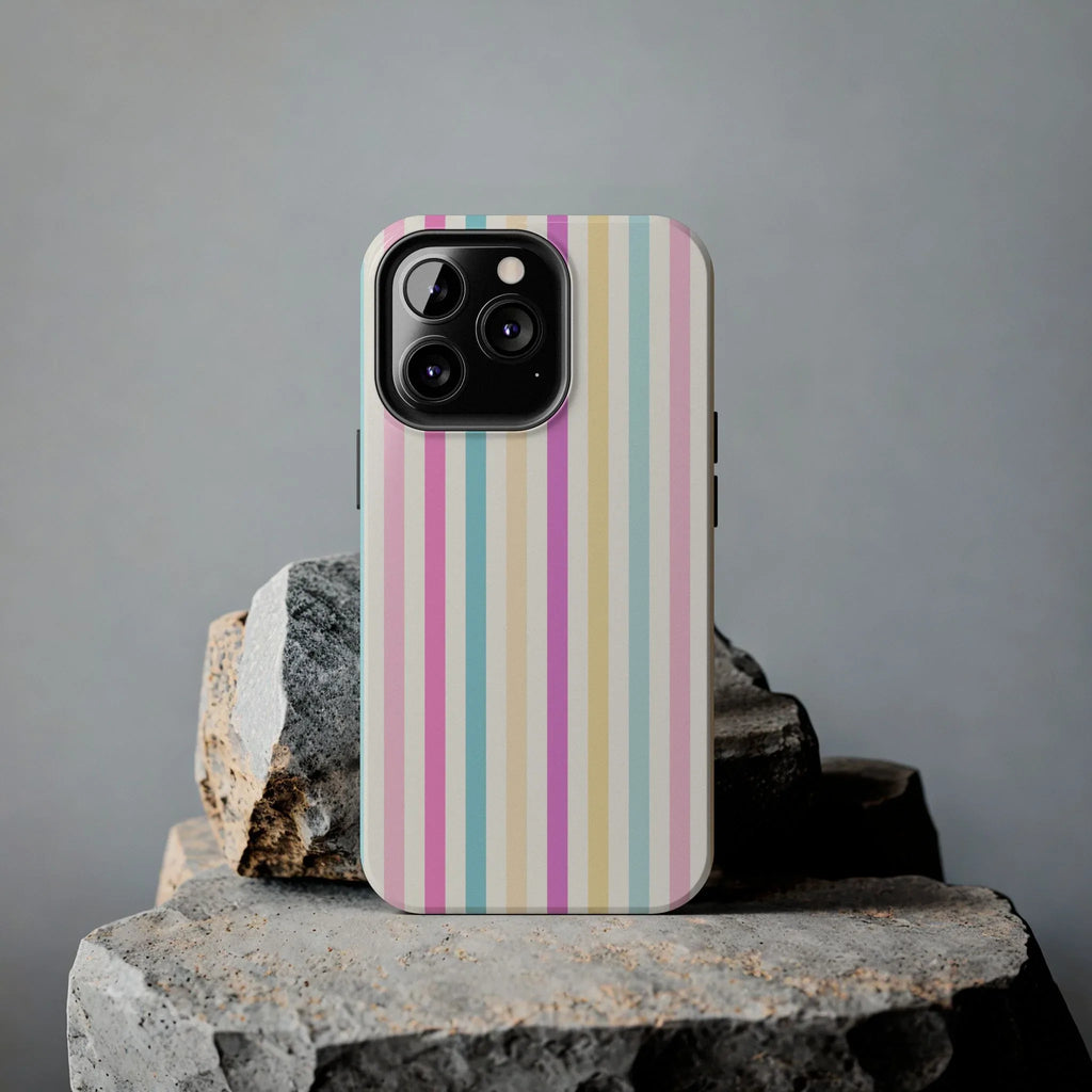 Pastel Candy Stripes Phone Cases (Apple & Android) - Pink Sweetheart