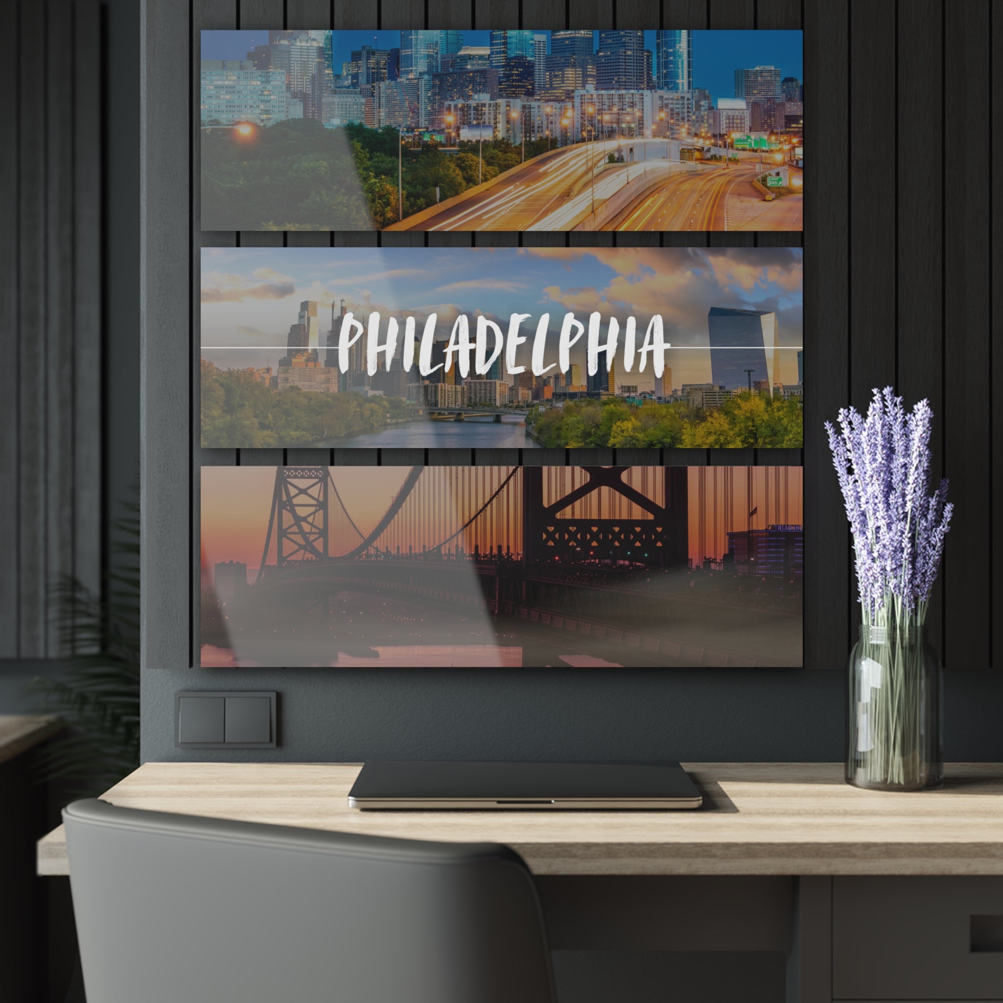 Philadelphia Skyline Acrylic Prints (Triptych)