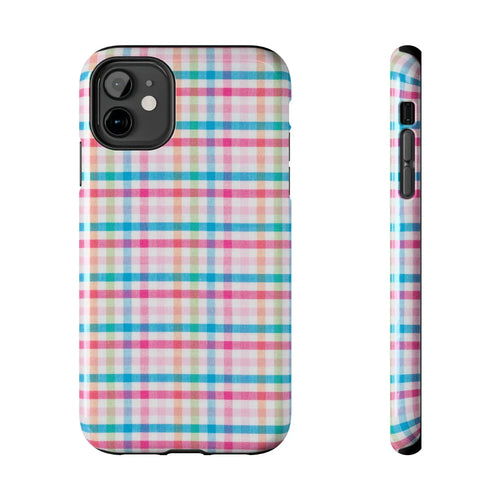 Checked Pattern Phone Case (Apple & Android) - Pink Sweetheart