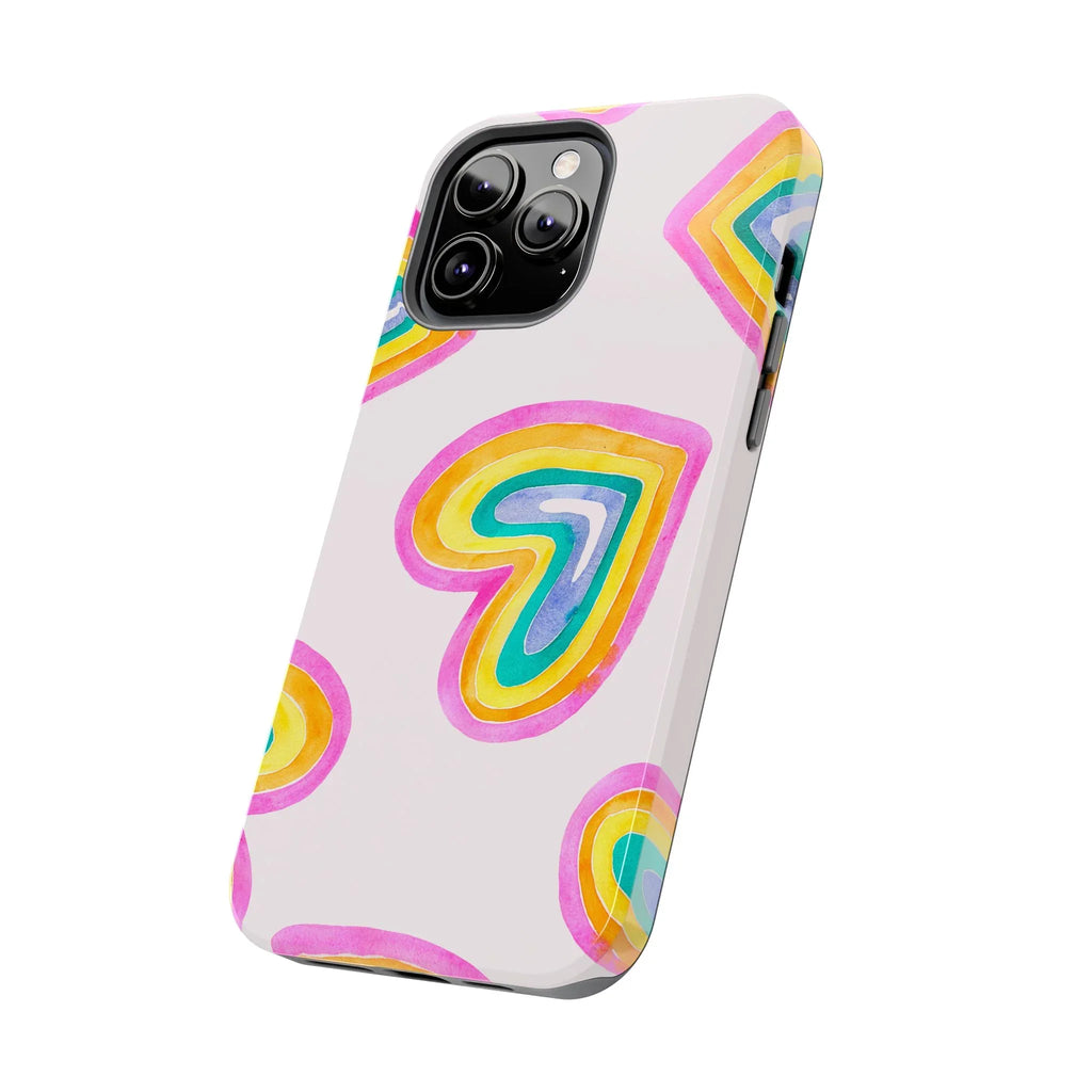 Rainbow Hearts Phone Case (Apple & Android) - Pink Sweetheart