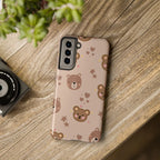 Boho Brown Bear Phone Case (Apple & Android) - Pink Sweetheart