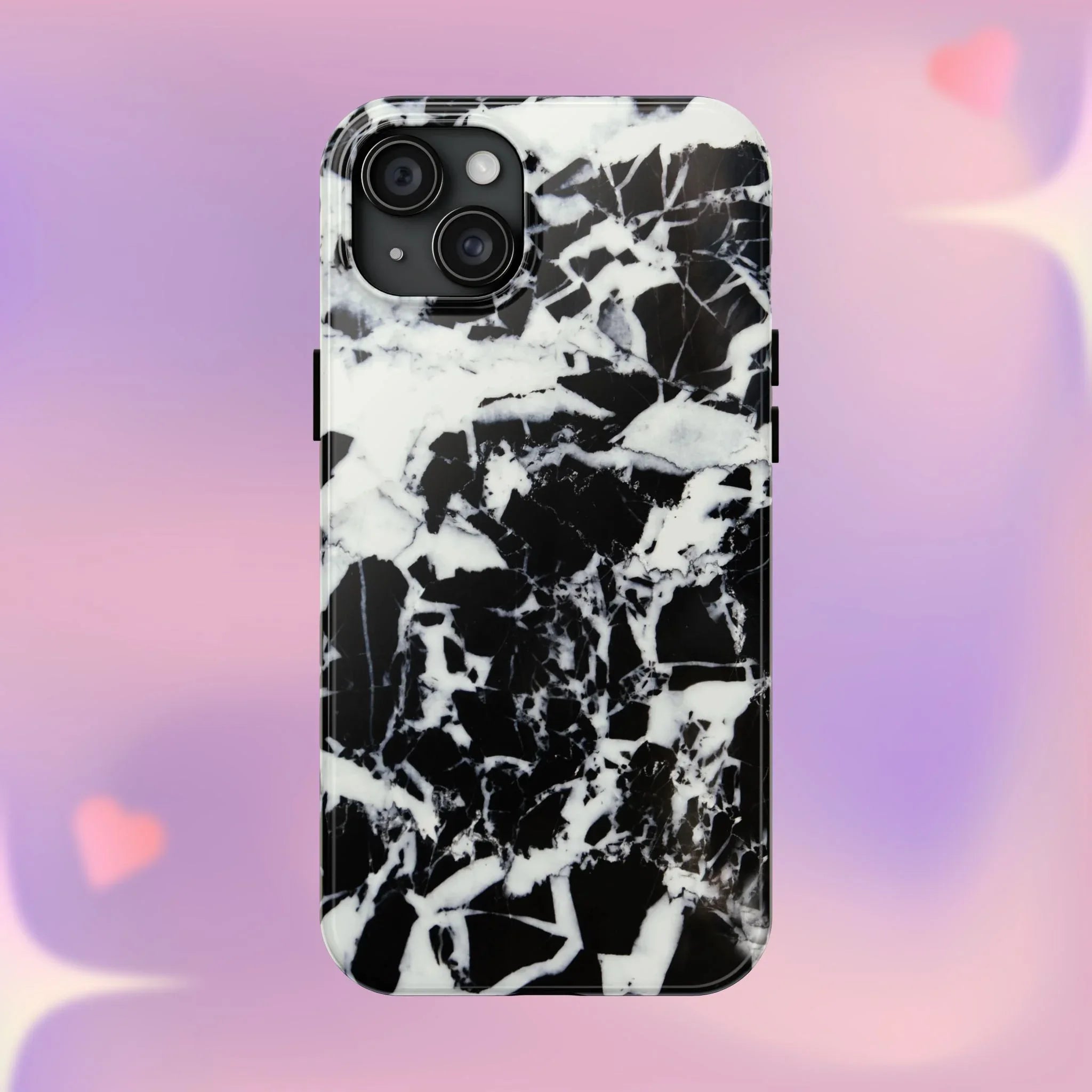Black & White Shattered Phone Case (Apple & Android) - Pink Sweetheart
