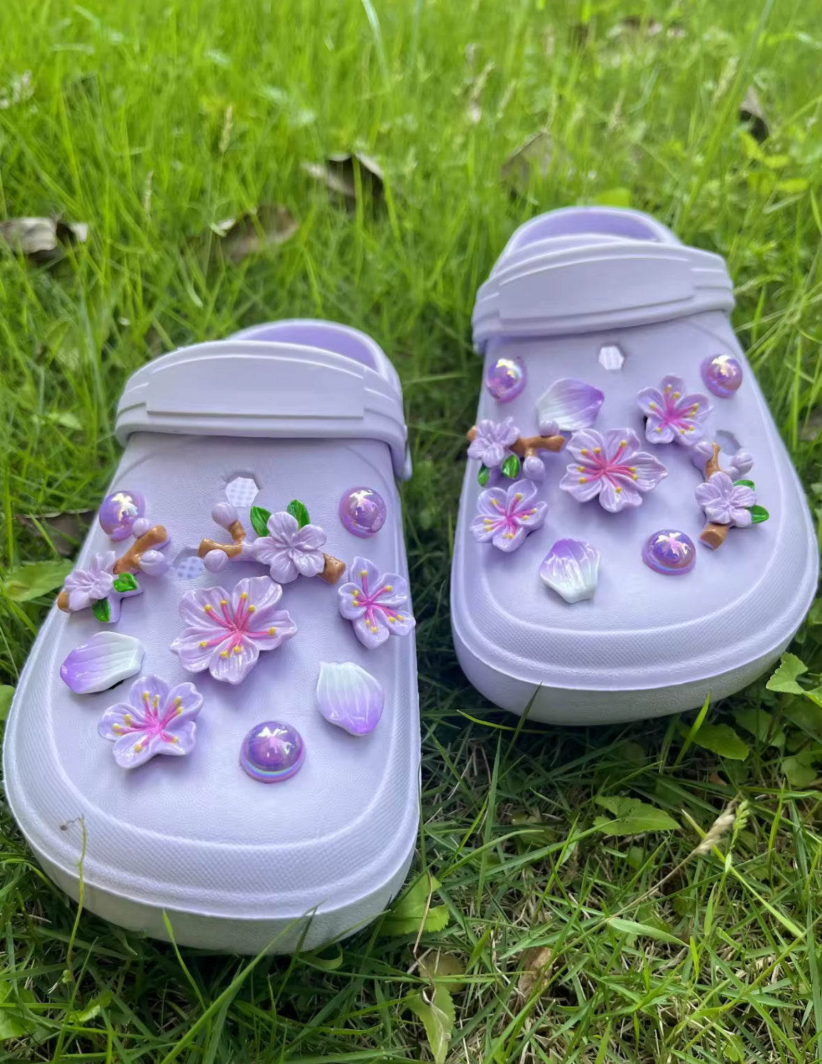 Periwinkle Plum Florals Clog Charms Set