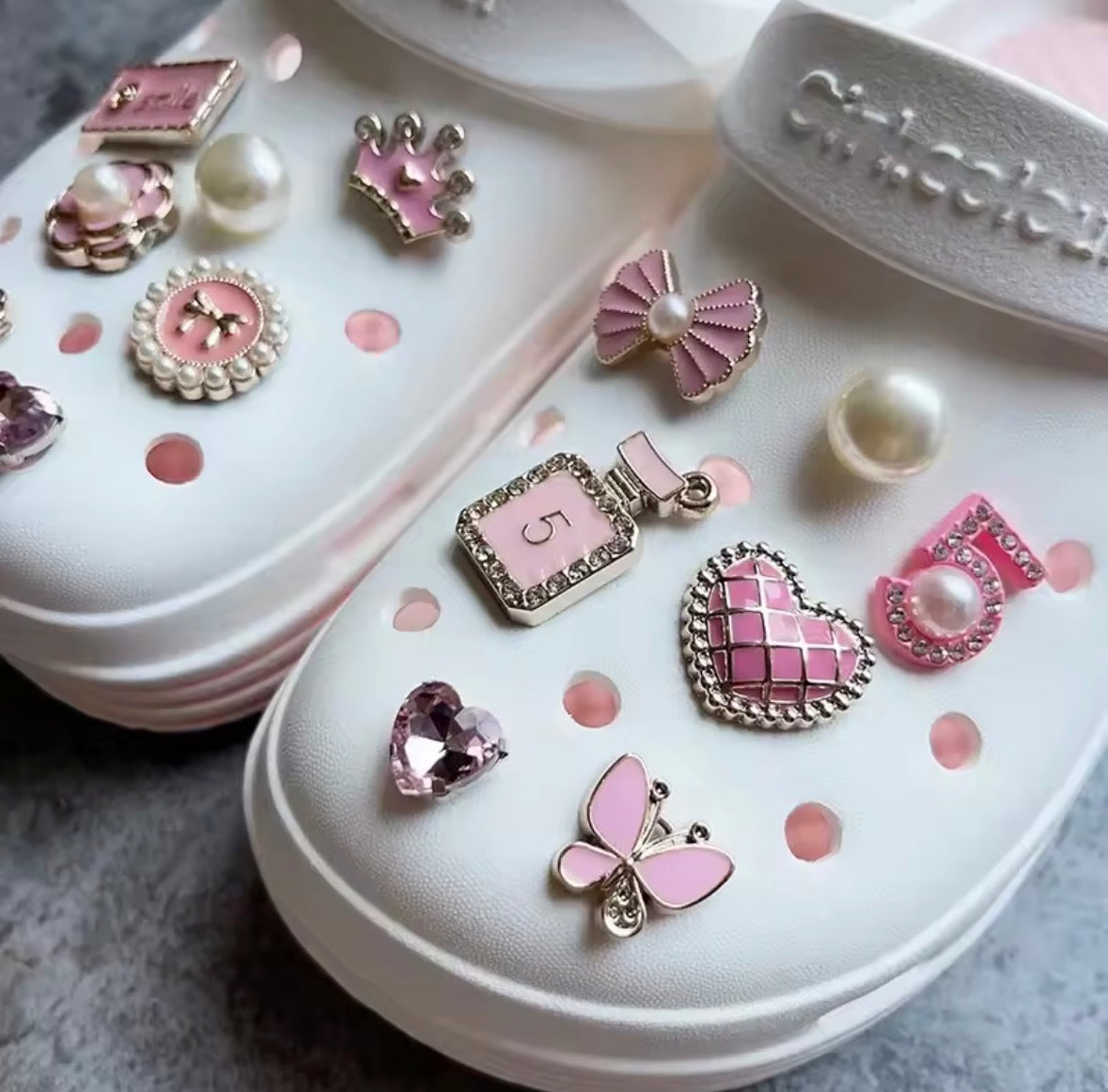 Dainty Pink Coquette Clog Charms Set