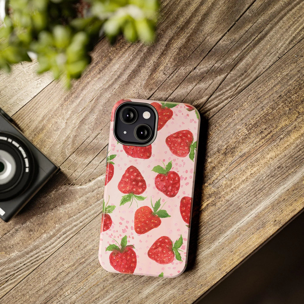 Cute Strawberries Phone Case (Apple & Android) - Pink Sweetheart