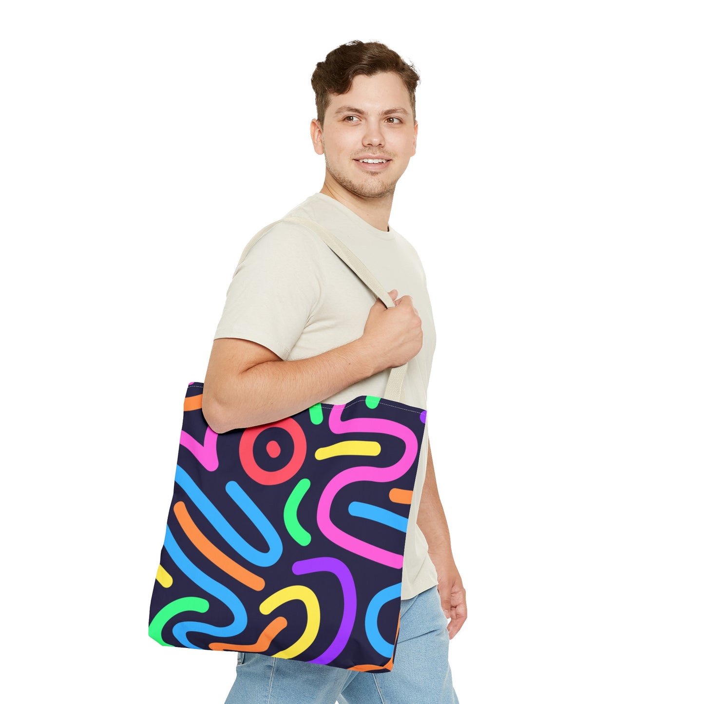 Neon Doodle Swirls Tote Bag