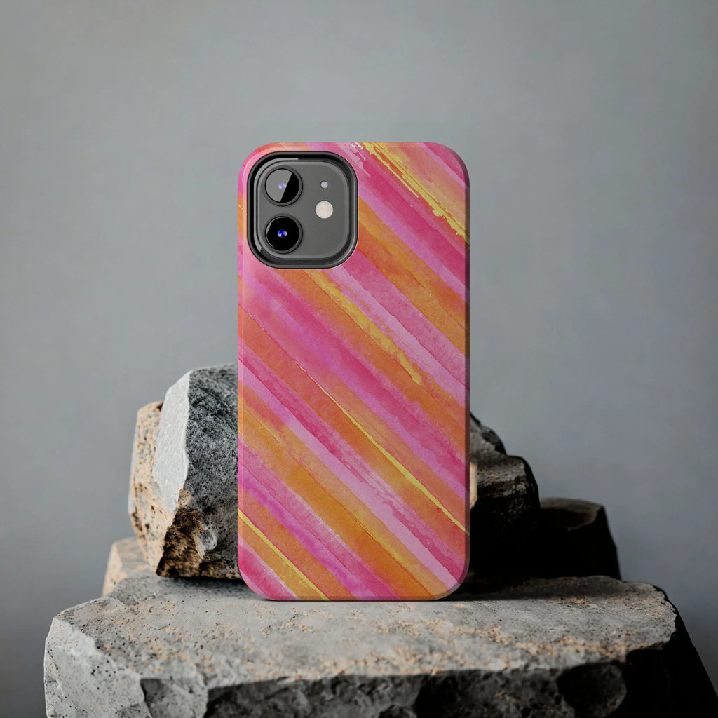 Pink Lemon Stripes Phone Case (Apple & Android) - Pink Sweetheart