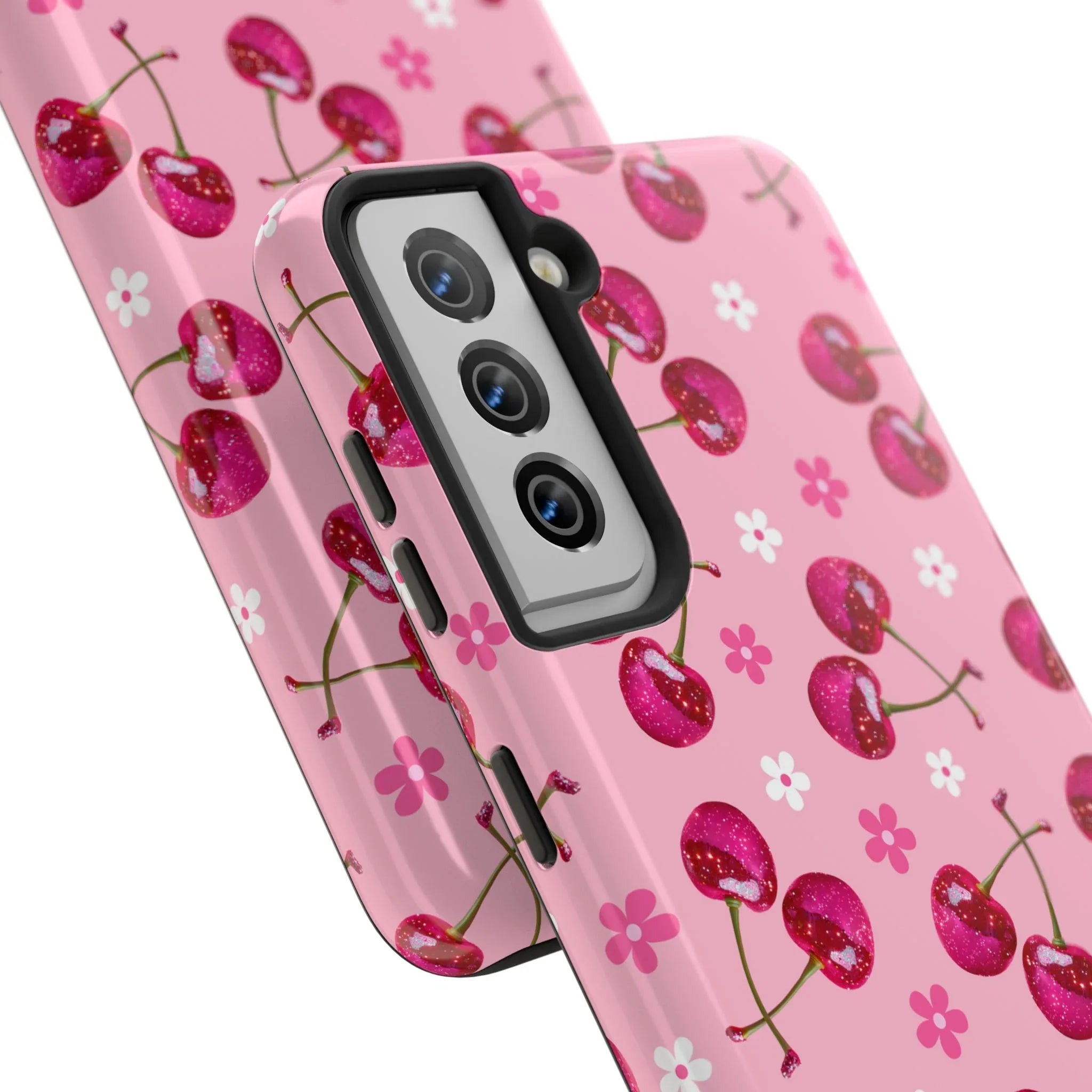 Pink Cherry Sparkle Pattern Tough Phone Case (Apple & Android) - Pink Sweetheart