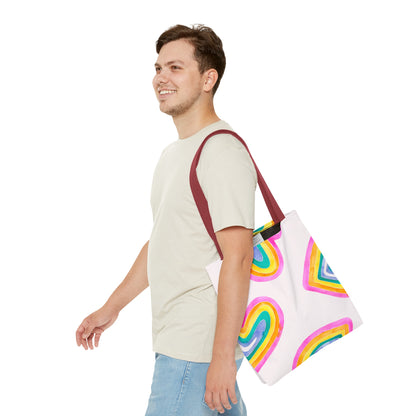 Rainbow Hearts Tote Bag