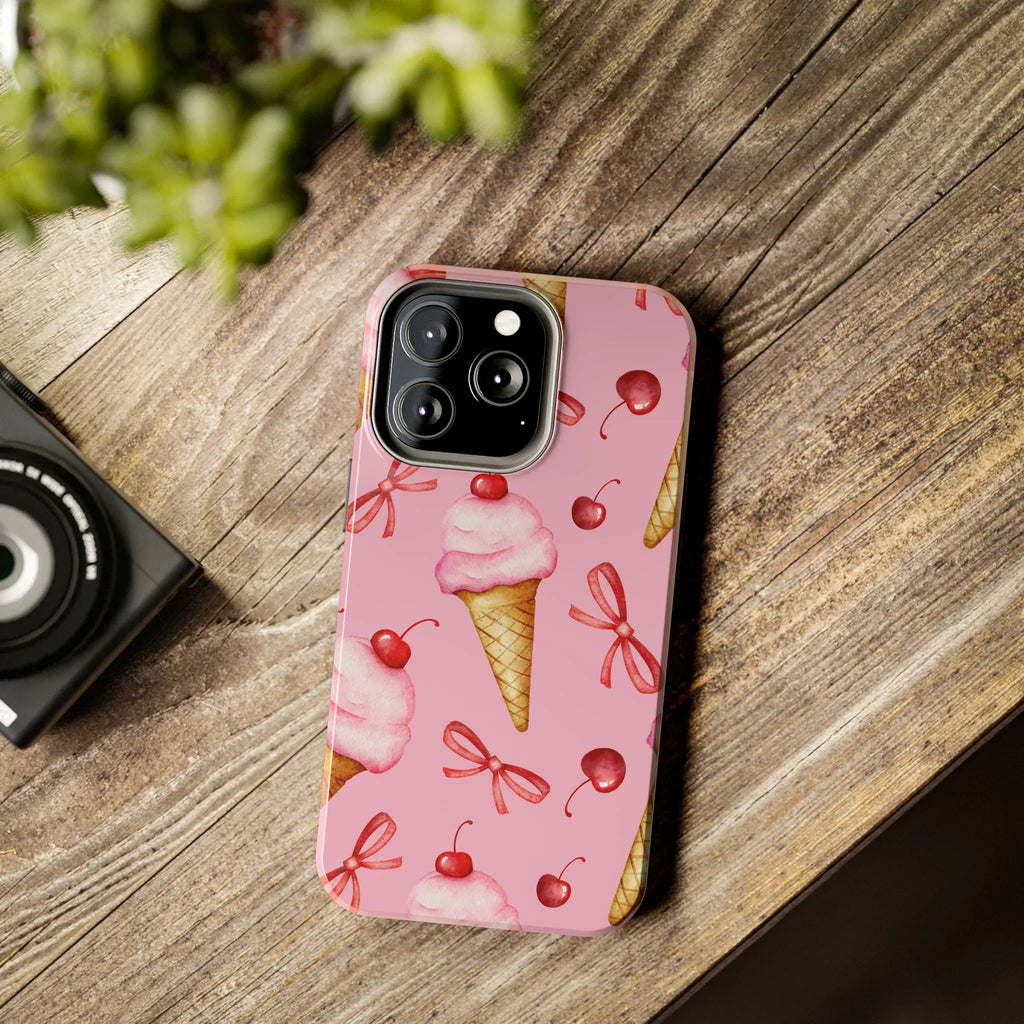 Cherry on Top Ice Cream Phone Case (Apple & Android) - Pink Sweetheart