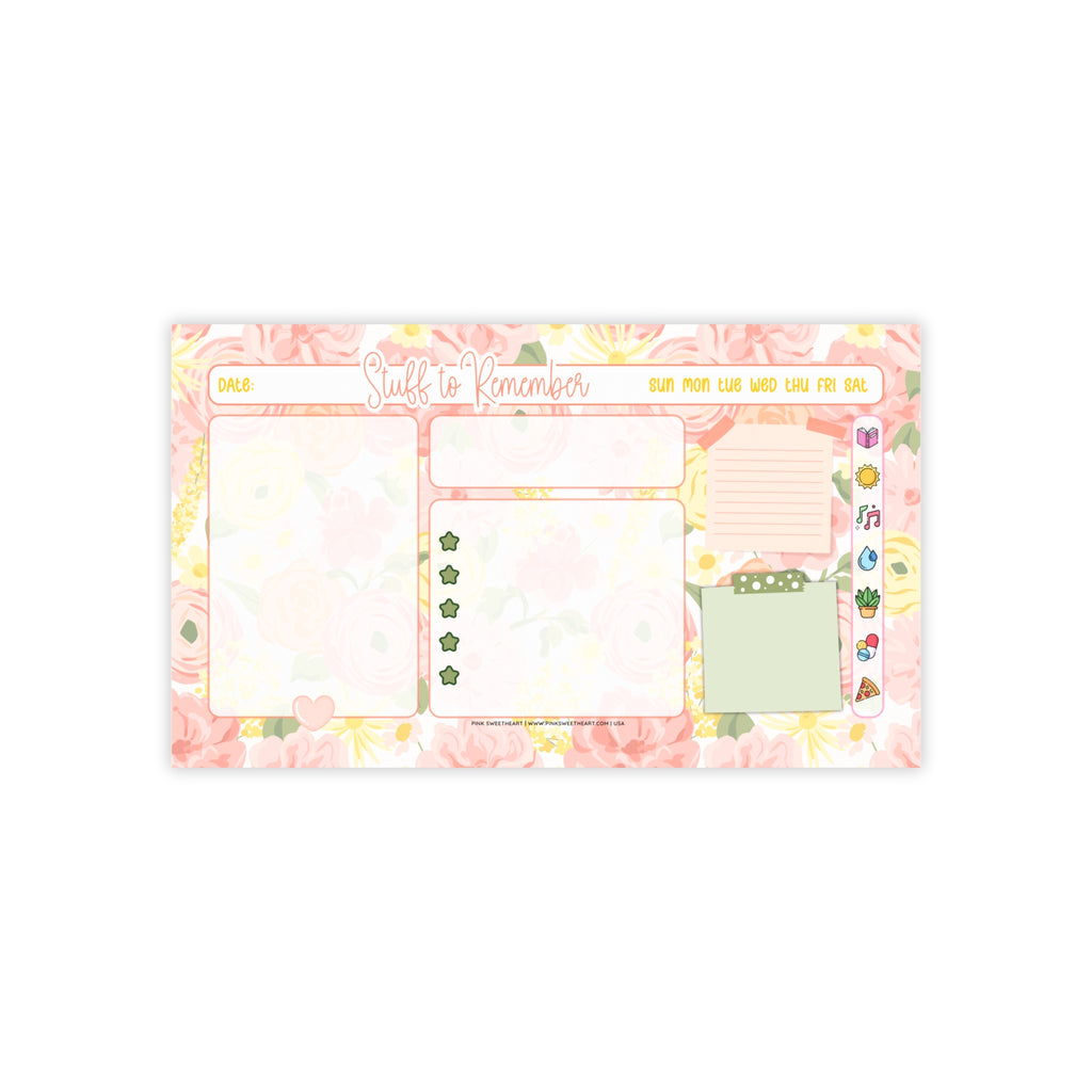 Peach Floral Bouquet Sticky Note Pad