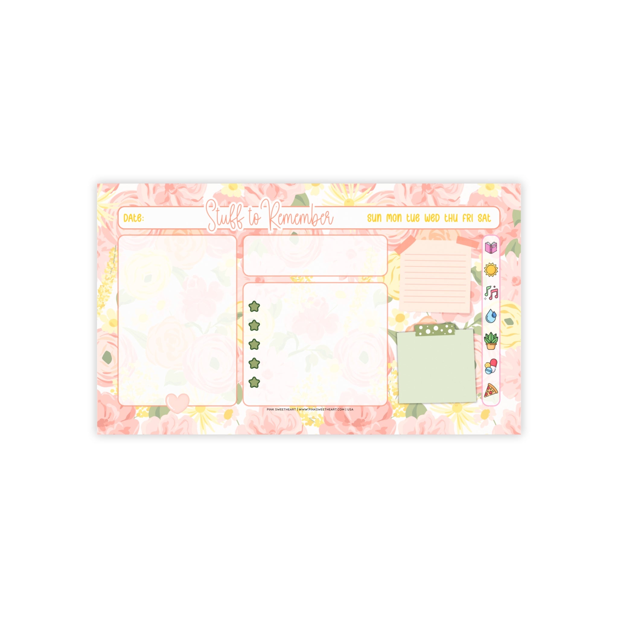Peach Floral Bouquet Sticky Note Pad