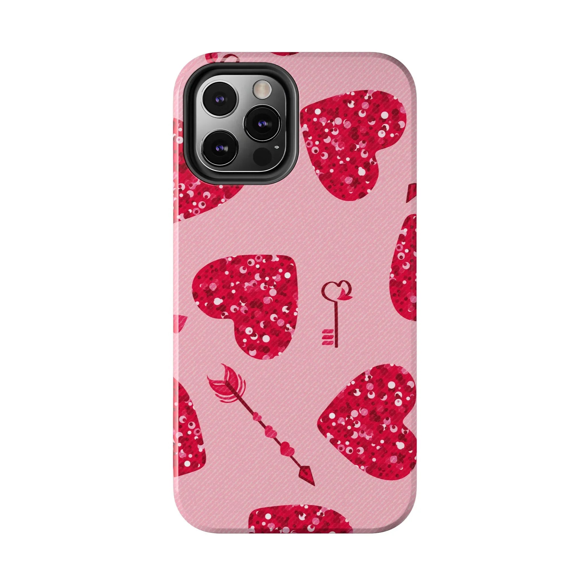 Sparkling Red Hearts Phone Case (Apple & Android) - Pink Sweetheart