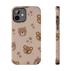 Boho Brown Bear Phone Case (Apple & Android) - Pink Sweetheart