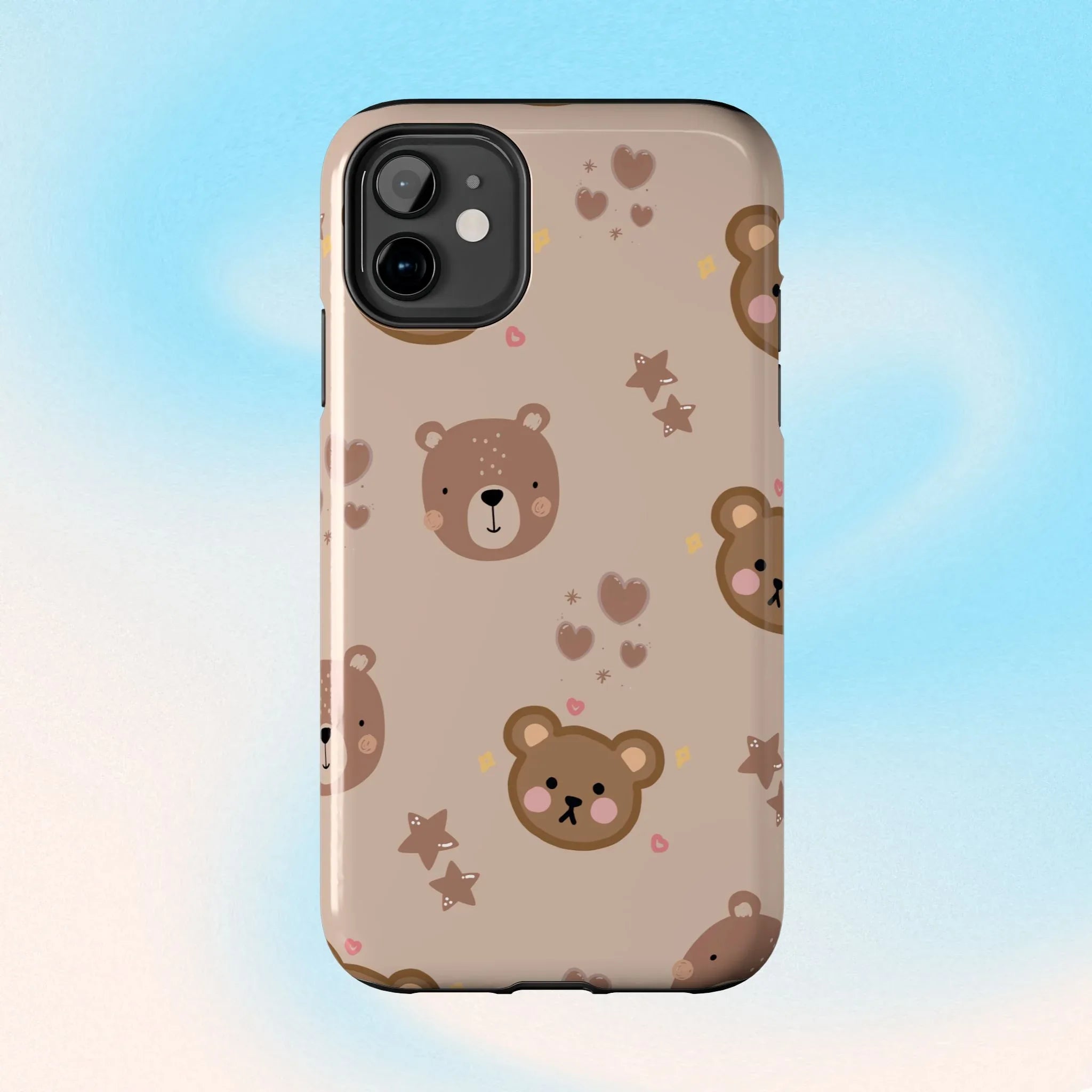 Boho Brown Bear Phone Case (Apple & Android) - Pink Sweetheart