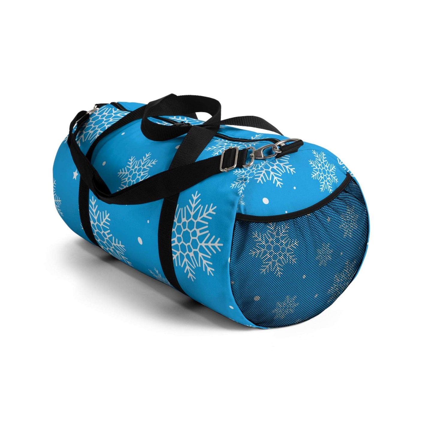 Blue Snowflake Winter Duffel Bag