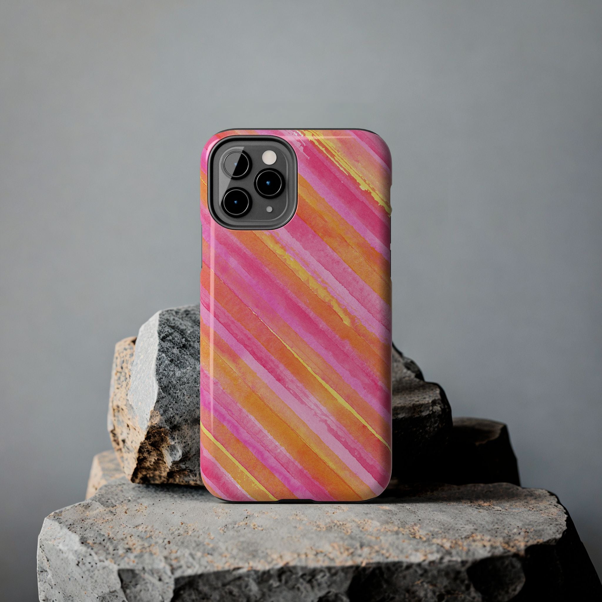 Pink Lemon Stripes Phone Case (Apple & Android)