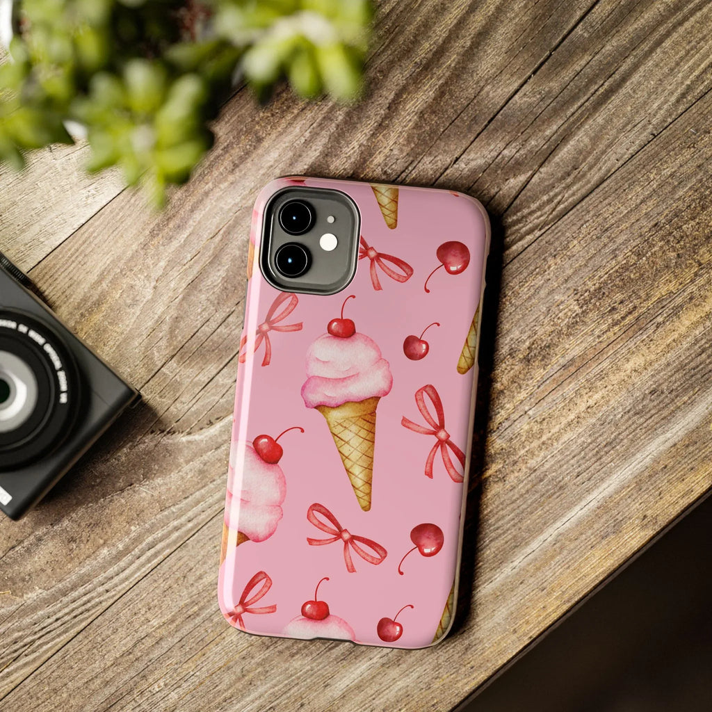 Cherry on Top Ice Cream Phone Case (Apple & Android) - Pink Sweetheart