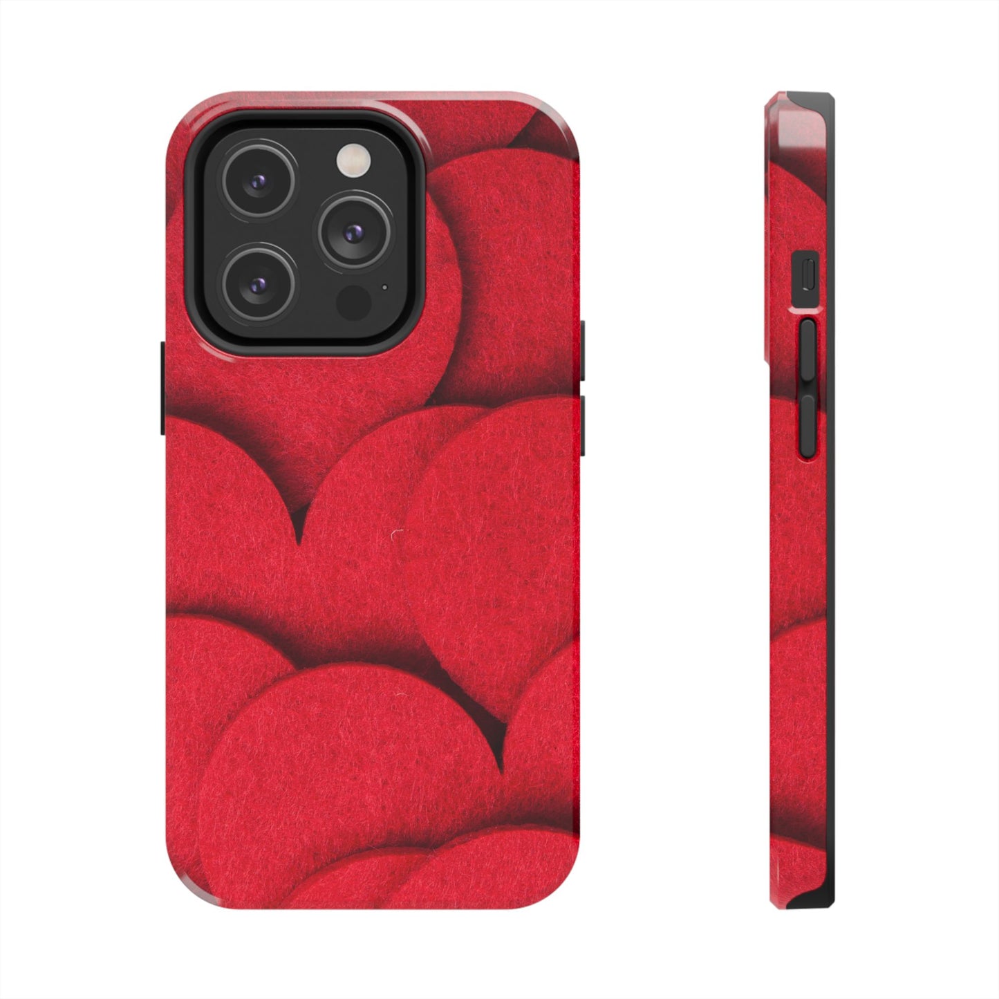 Big Red Felt Hearts Phone Case