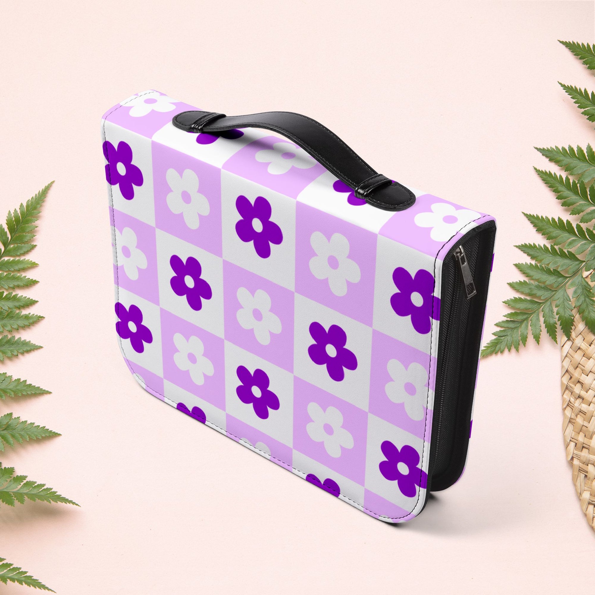 Checkered Orchid Floral Book Cover