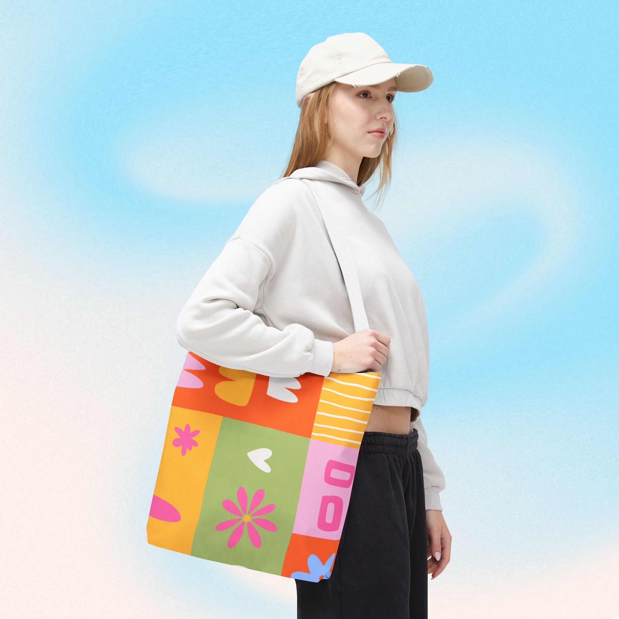 Vibrant Kawaii Floral Tote Bag