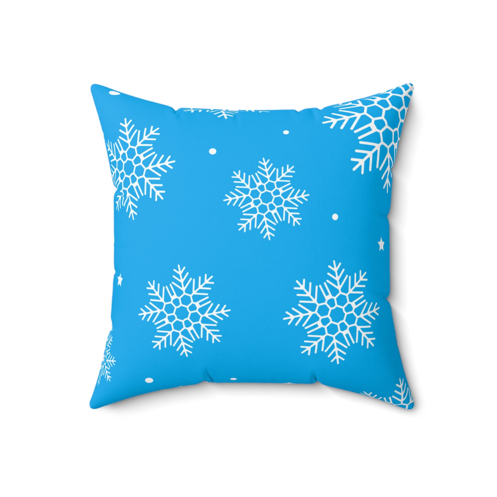 Frosty Blue Winter Snowflakes Square Pillow
