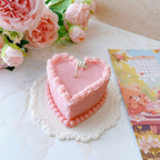 Frosted Pink Pastel Heart Shaped Mini Dessert Cake Candle