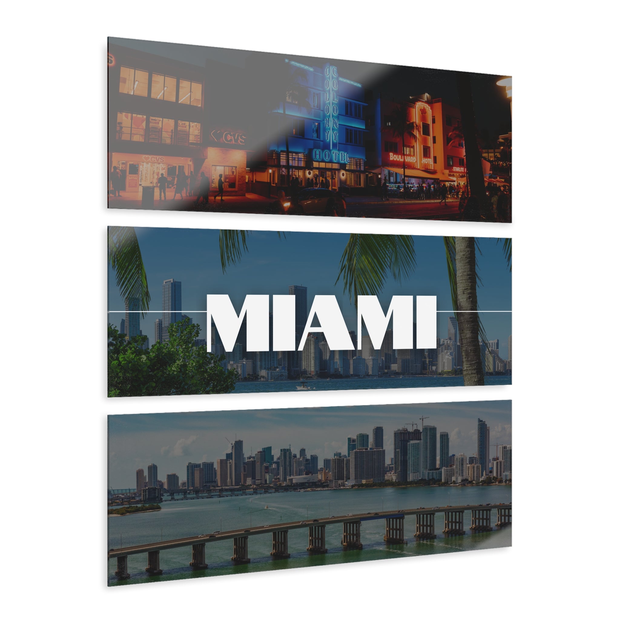Miami Skyline Acrylic Prints (Triptych)