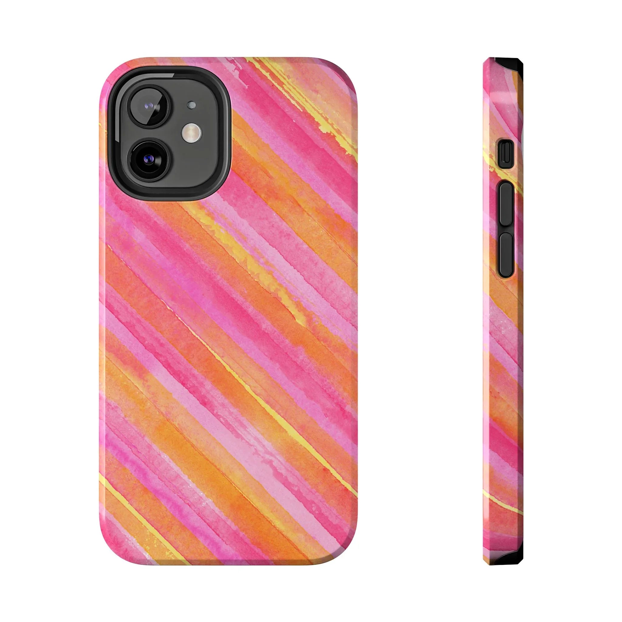 Pink Lemon Stripes Phone Case (Apple & Android) - Pink Sweetheart