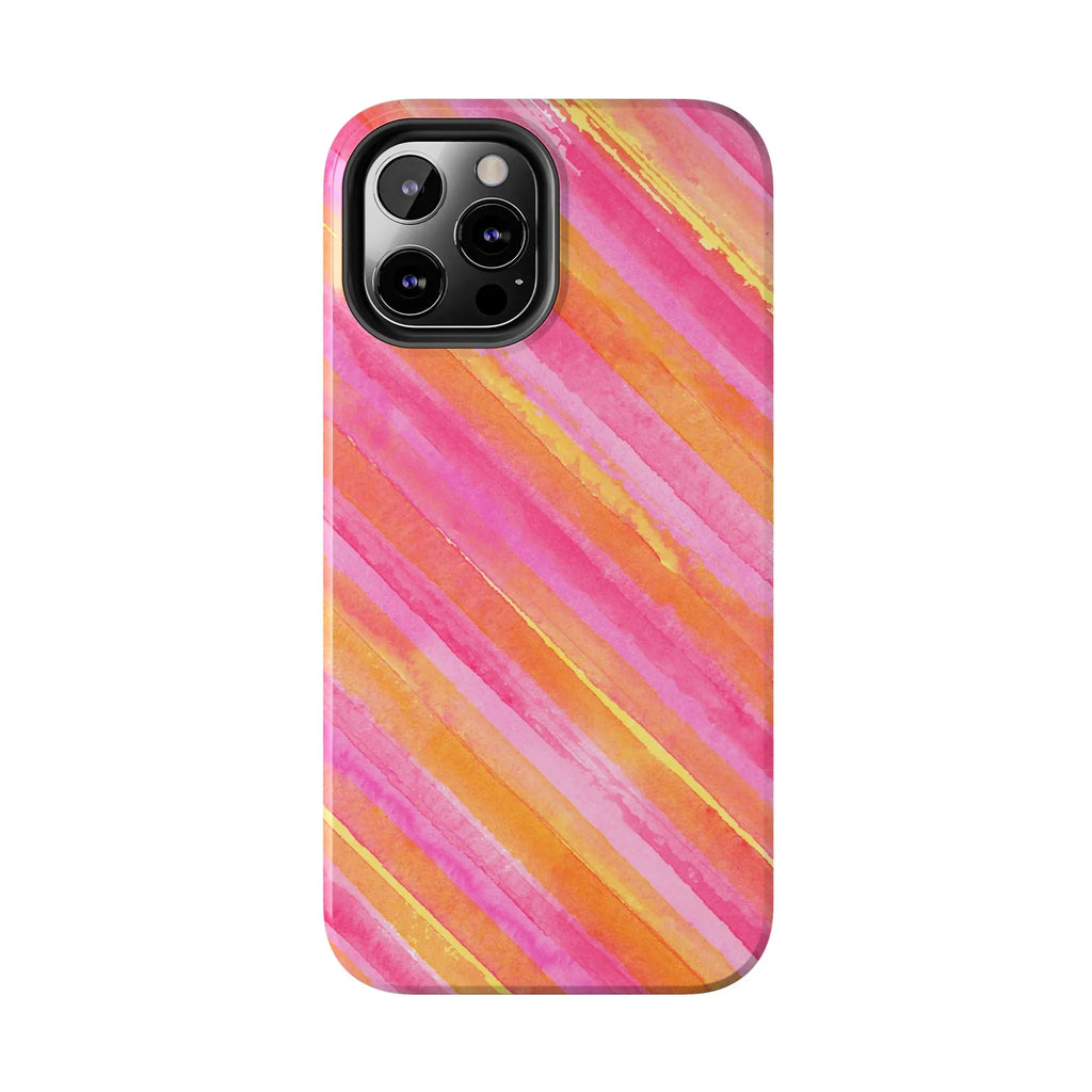 Pink Lemon Stripes Phone Case (Apple & Android) - Pink Sweetheart