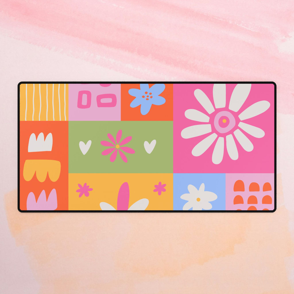 Kawaii Floral Print Desk Mat