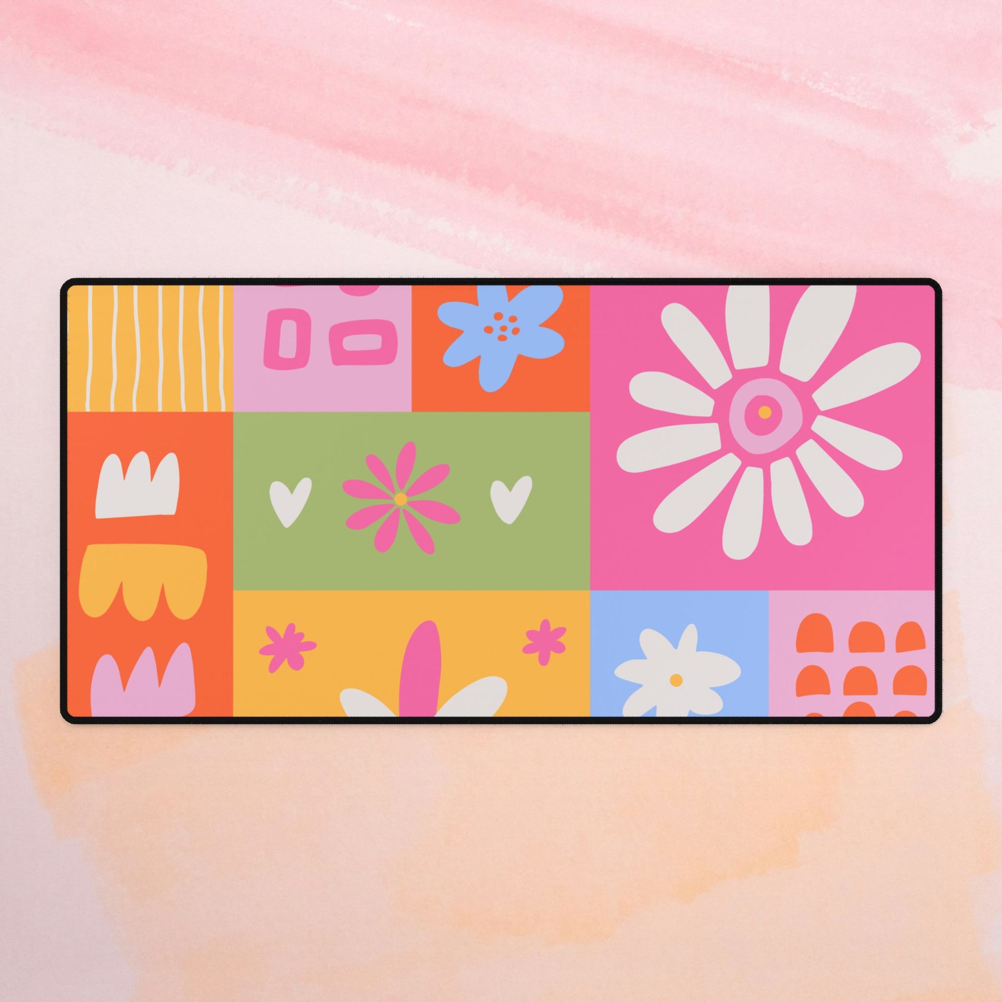 Kawaii Floral Print Desk Mat