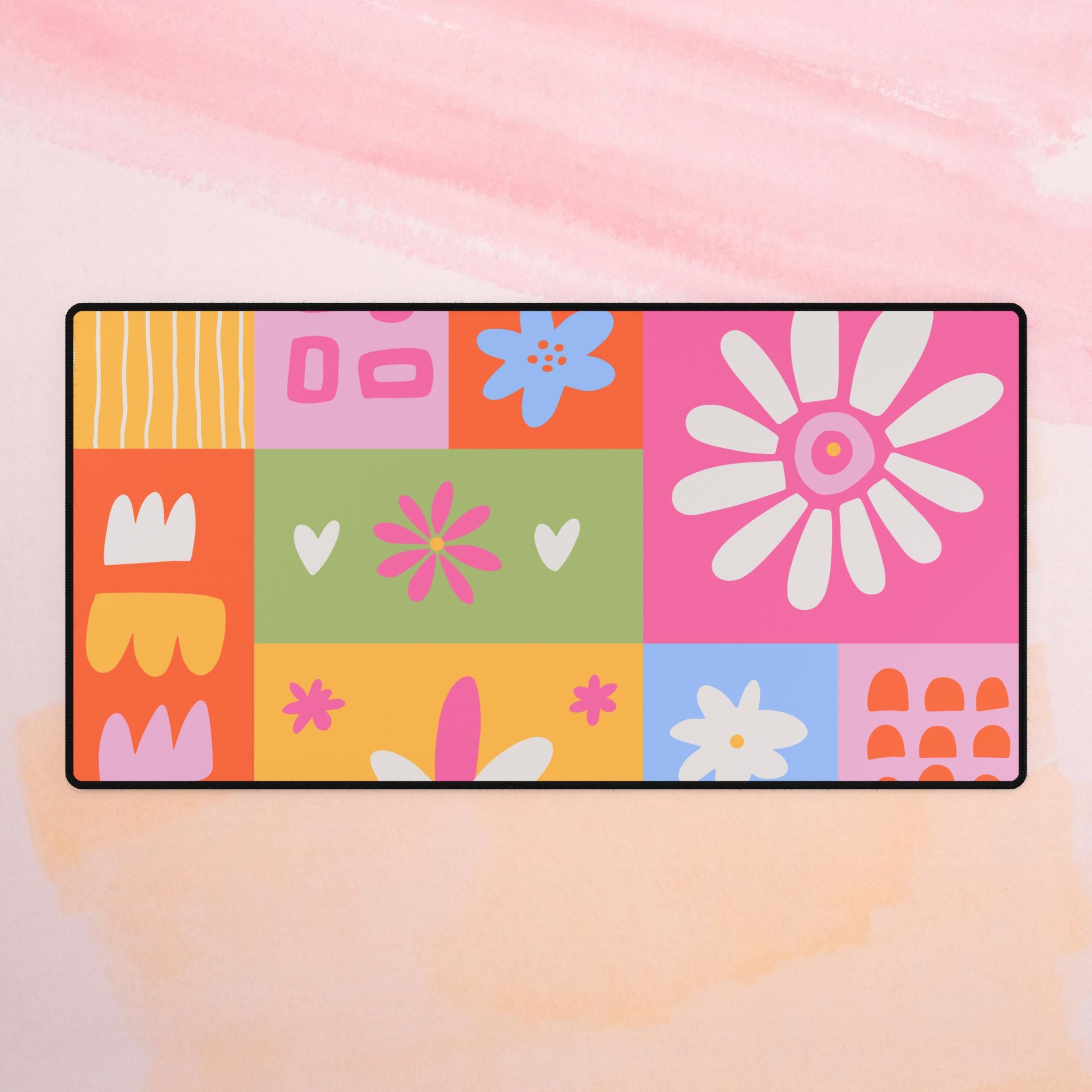 Kawaii Floral Print Desk Mat