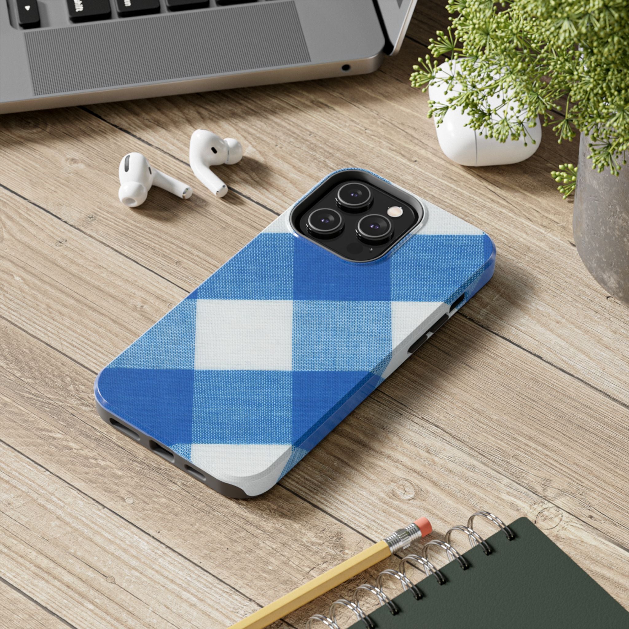Classic Blue Gingham Phone Case (Apple & Android)