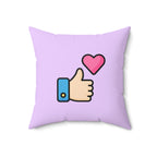 Social Media Thumbs Up Square Pillow - Lilac