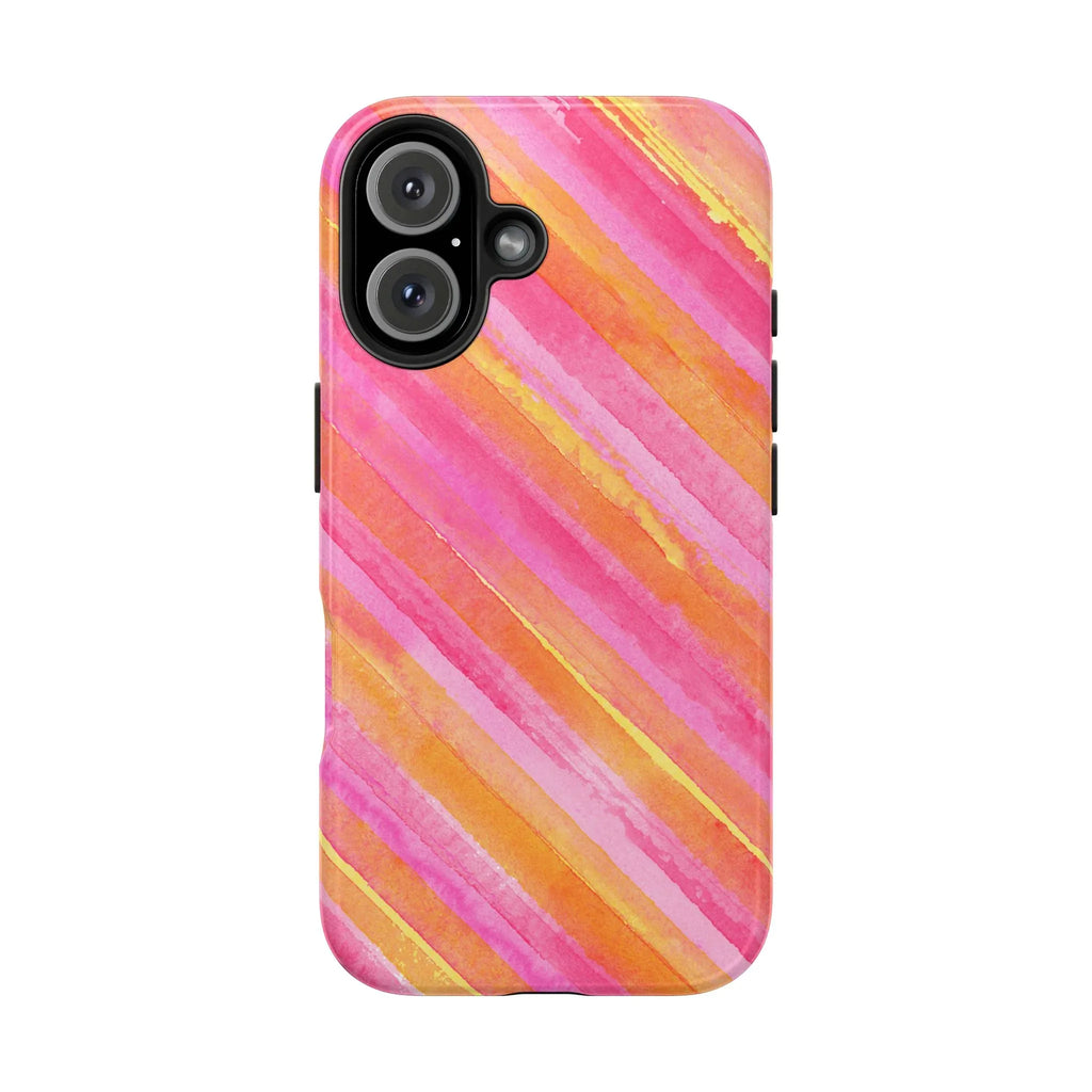 Pink Lemon Stripes Phone Case (Apple & Android) - Pink Sweetheart