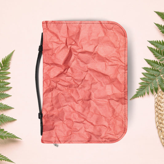 Wrinkled Red Coral Paper Book Cover