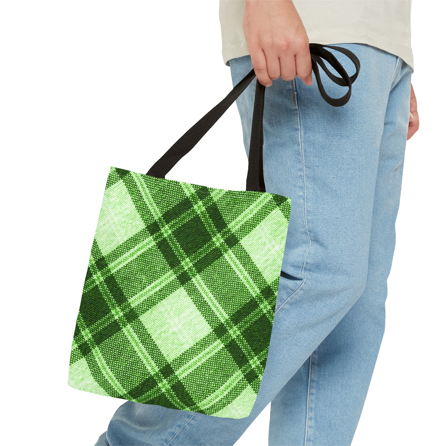 Lush Green Plaid Tote Bag