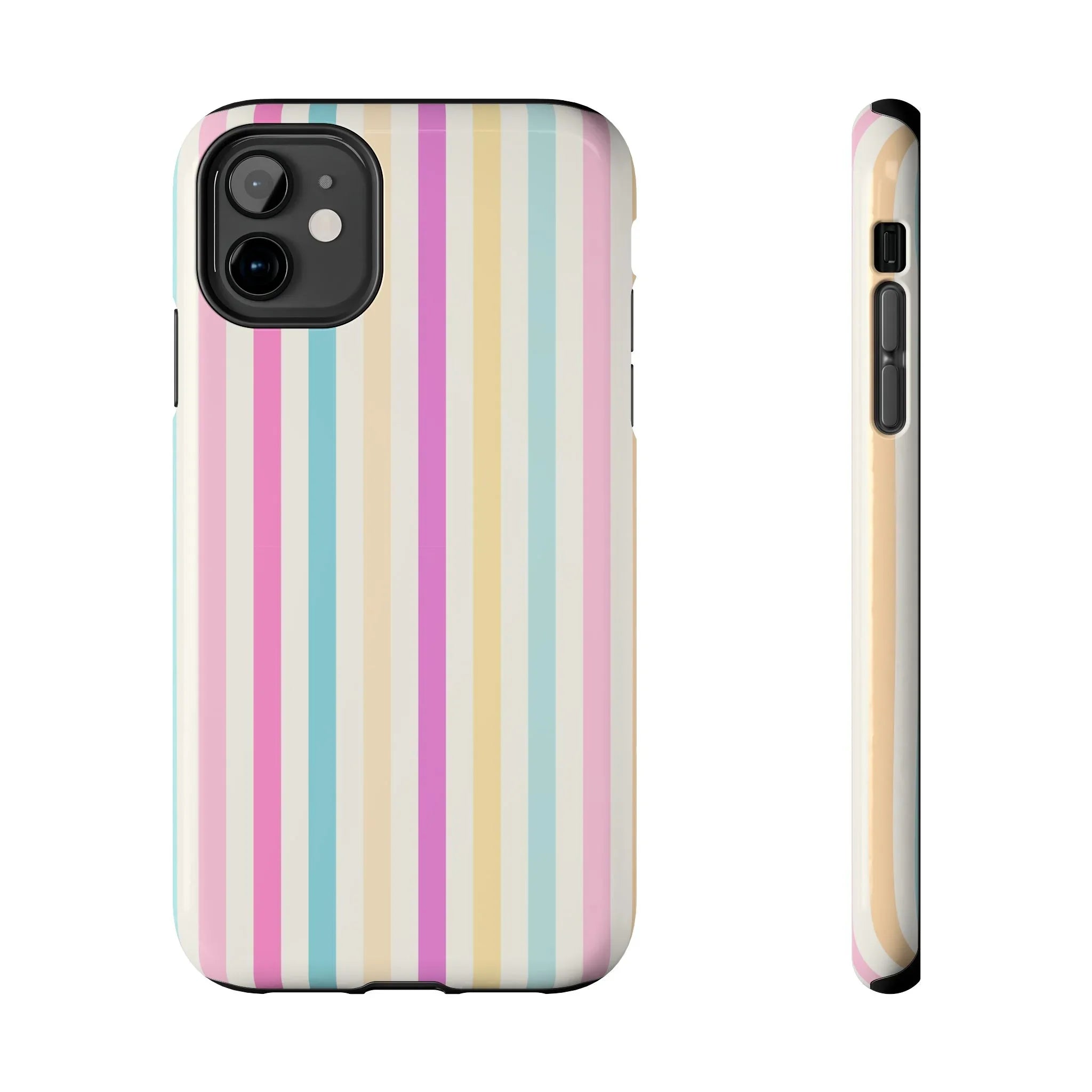 Pastel Candy Stripes Phone Cases (Apple & Android) - Pink Sweetheart