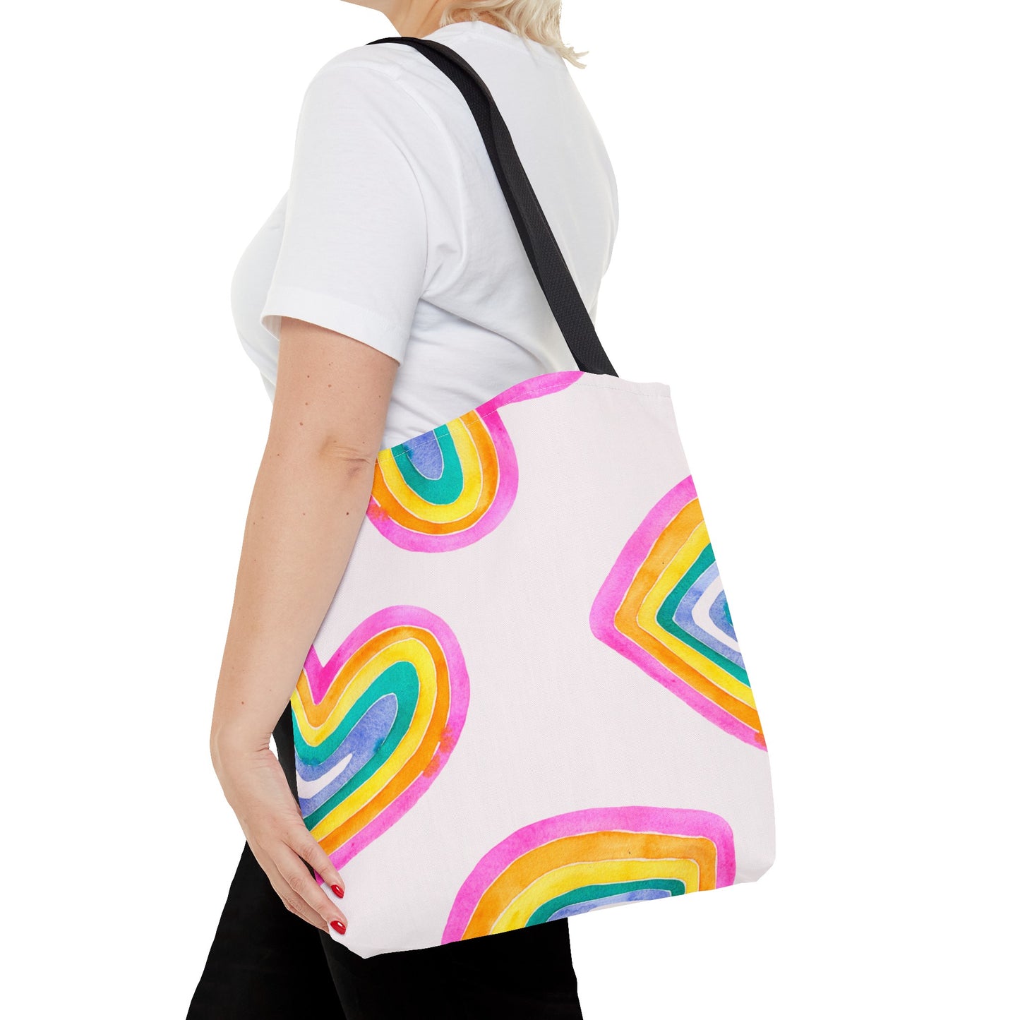 Rainbow Hearts Tote Bag