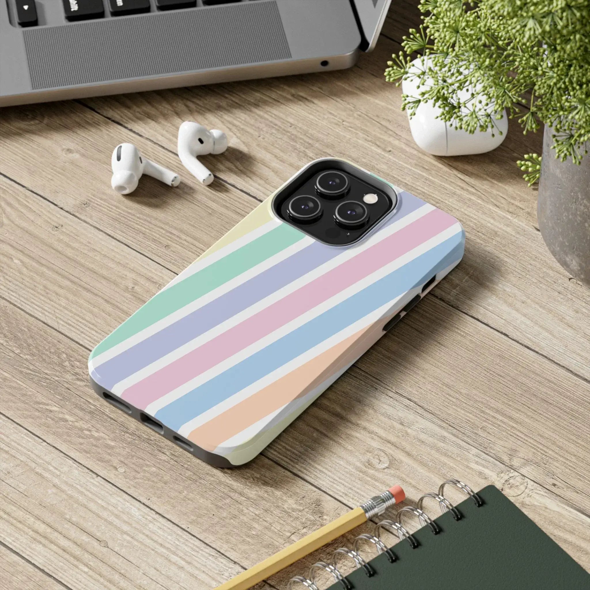 Pretty Pastel Lines Phone Case (Apple & Android) - Pink Sweetheart