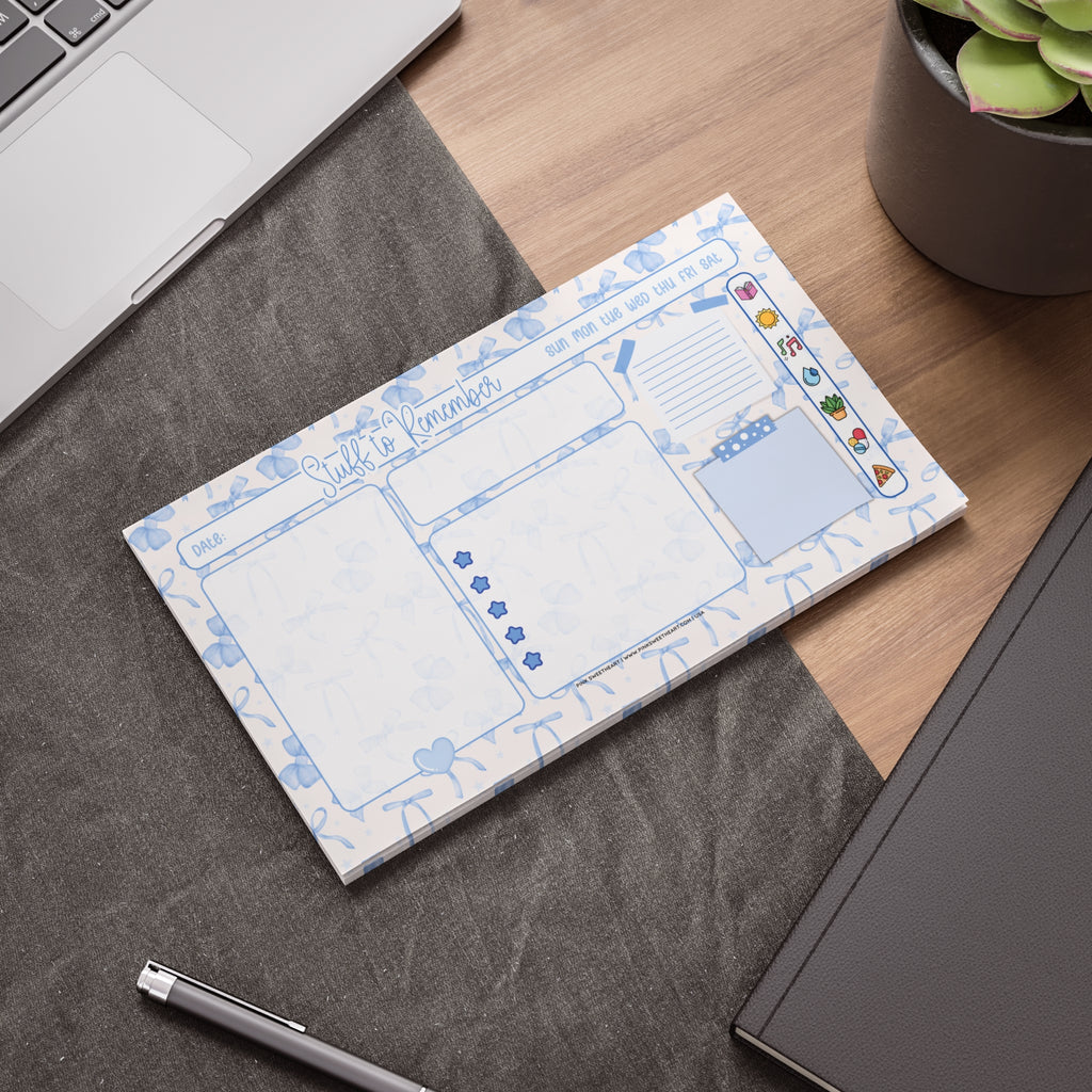 Blue Bow Ribbons Sticky Note Pad