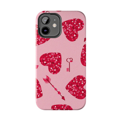 Sparkling Red Hearts Phone Case