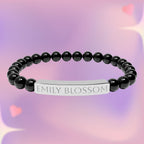 Personalized Natural Stone Bar Bracelet - Engraved with Name
