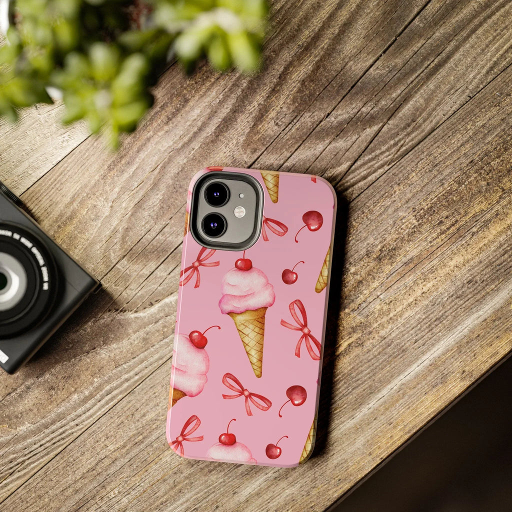 Cherry on Top Ice Cream Phone Case (Apple & Android) - Pink Sweetheart