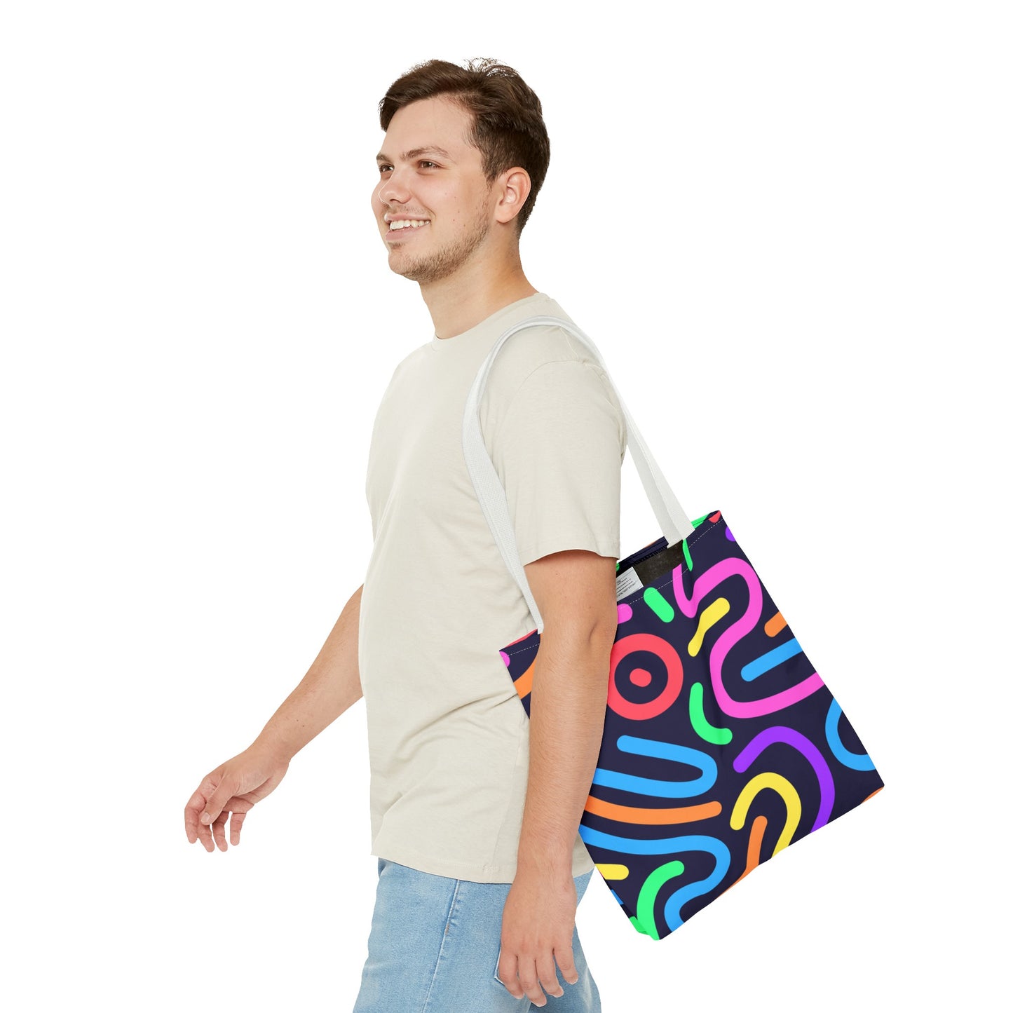 Neon Doodle Swirls Tote Bag