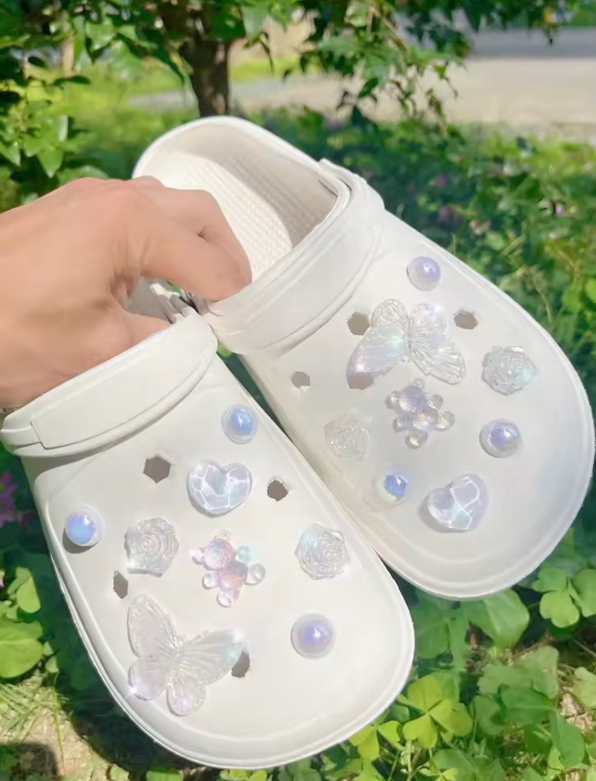 Clear Angelic White Clog Charms Set